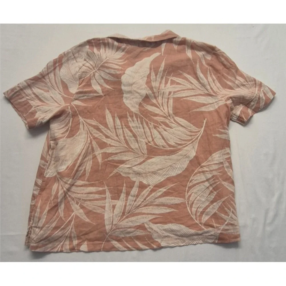 NWT Tahari Sleepwear women's‎ peach tropical print pajama top LG linen blend